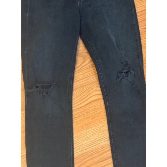 Agolde Nico Cassette Distressed Black High Rise Slim Jeans Size 25 - Picture 3 of 8